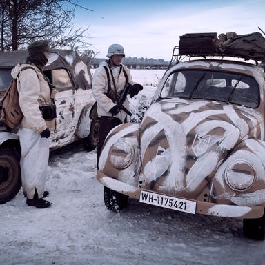 World War II German kdfwagen and Kubelwagen 1944